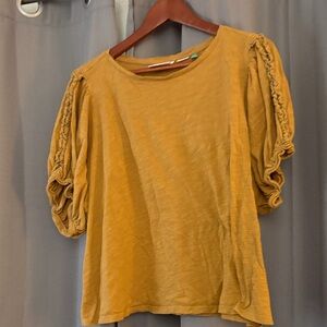 Anthropologie Golden Puff Sleeve Blouse